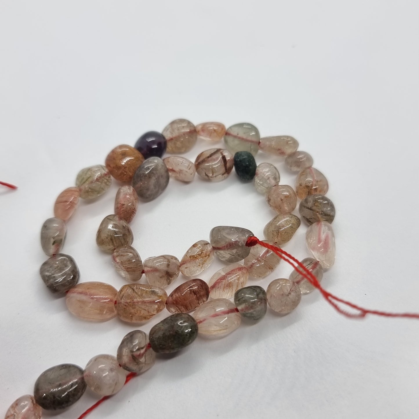 Mixed Rutilated Quartz Gemstone Nugget Beads