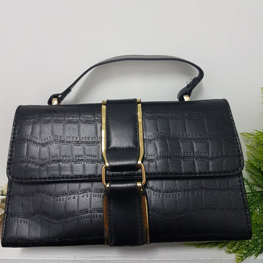 Large Stone Pattern Black Handbag