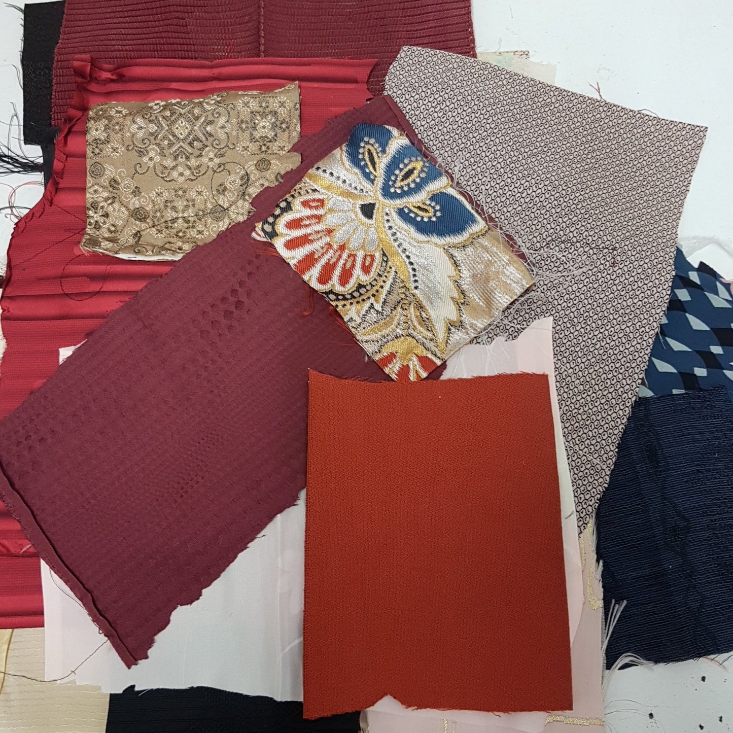 Vintage Japanese Kimono & Obi Belt Fabric Scraps