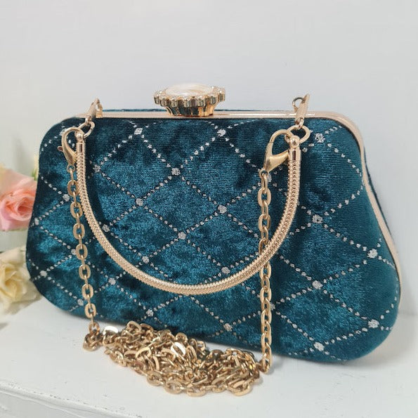 Green Velvet Clutch Purse.