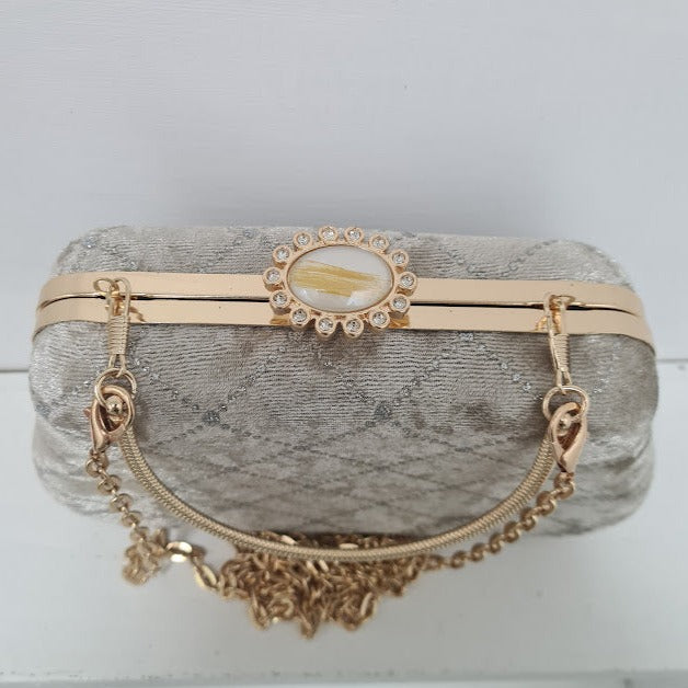 Grey Velvet Clutch Purse.