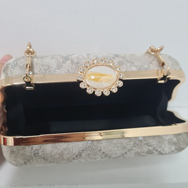 Grey Velvet Clutch Purse.