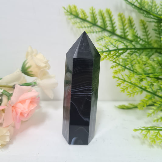 Black Agate Gemstone Point