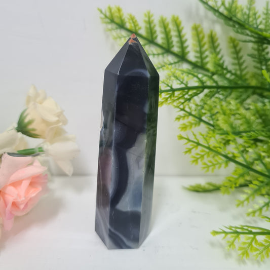 Black Agate Gemstone Point