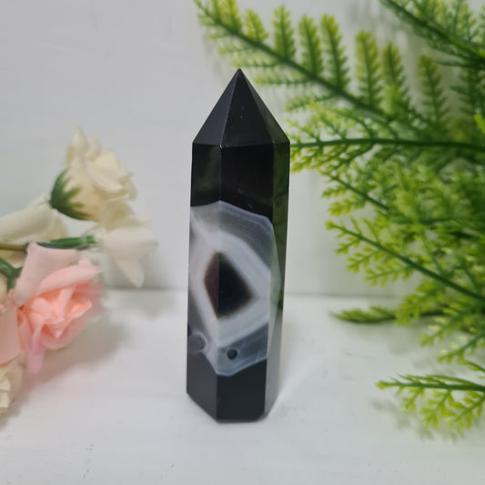 Black Agate Gemstone Point