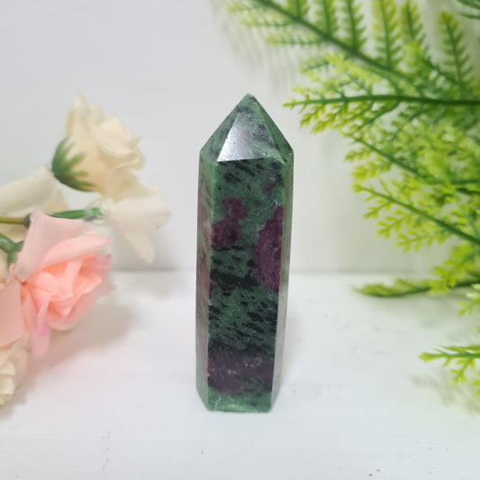 Ruby in Zoisite Gemstone Point