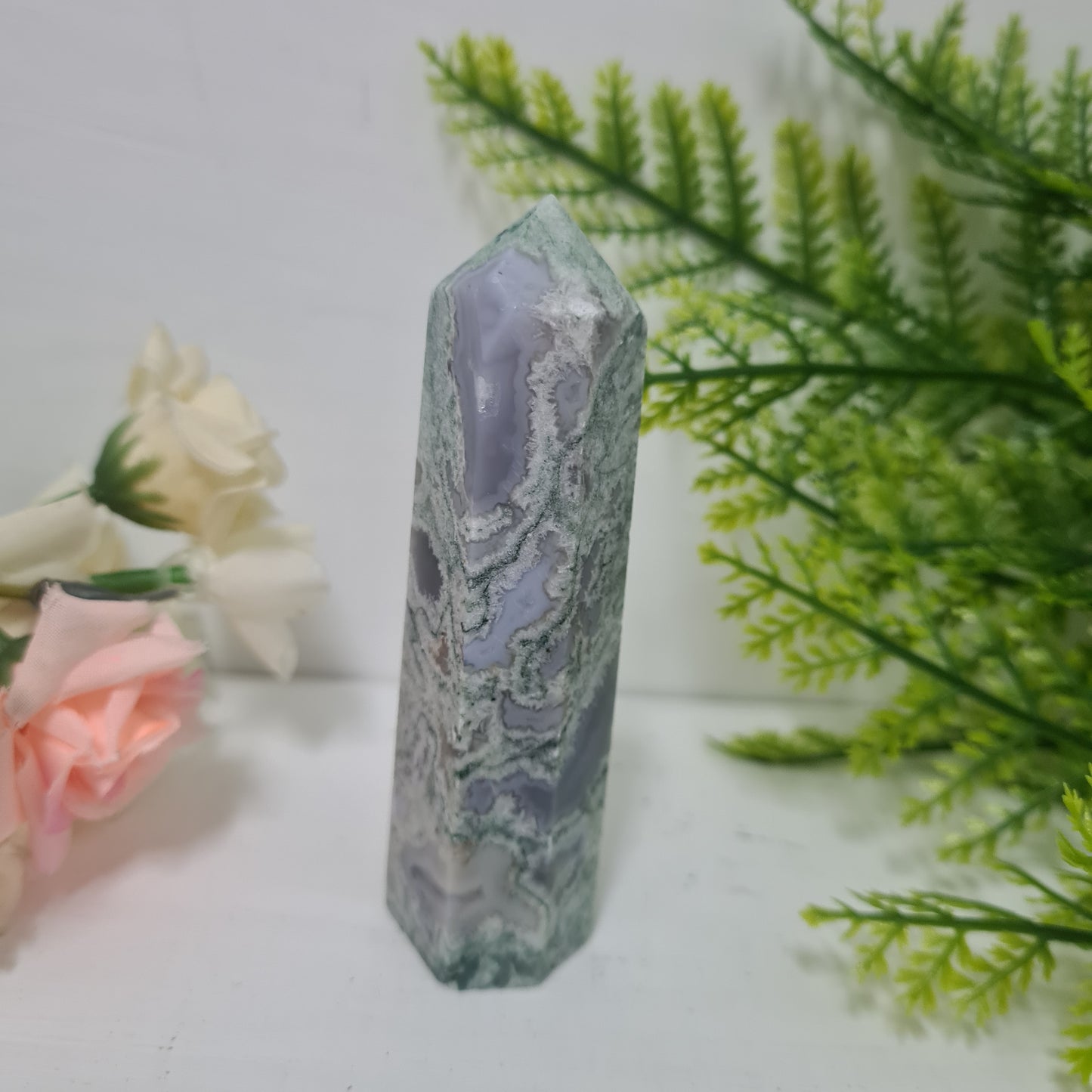 Moss Agate Gemstone Point