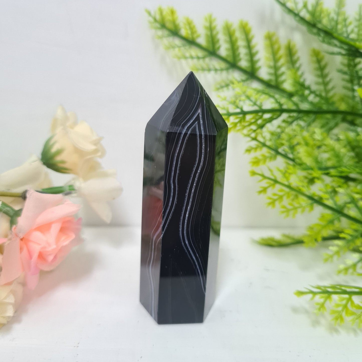 Black Agate Gemstone Point