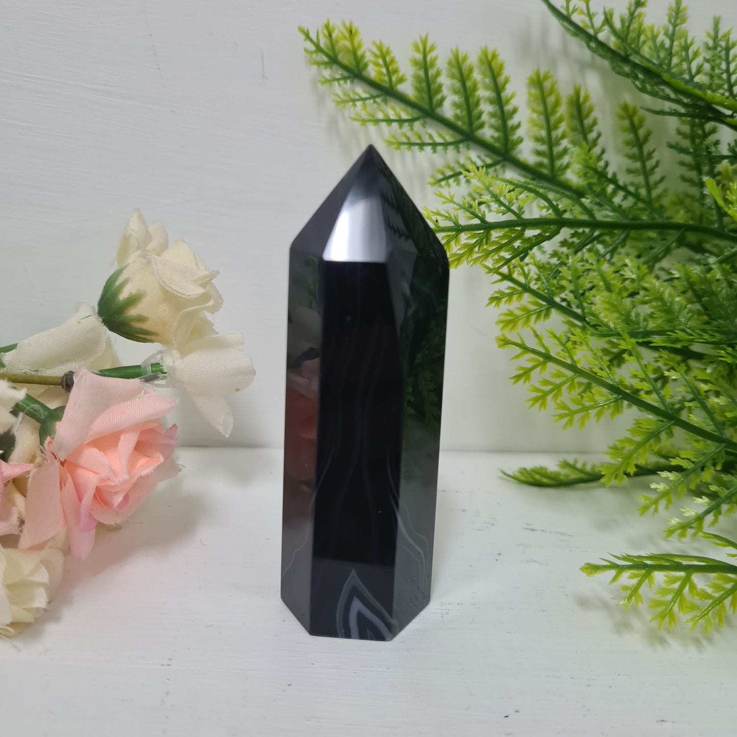 Black Agate Gemstone Point