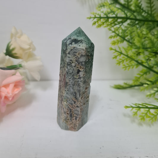 Moss Agate Gemstone Point