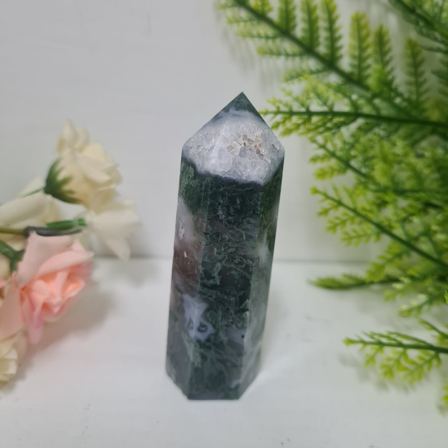 Moss Agate Gemstone Point