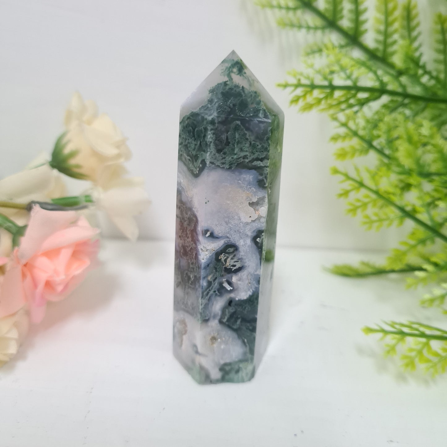 Moss Agate Gemstone Point