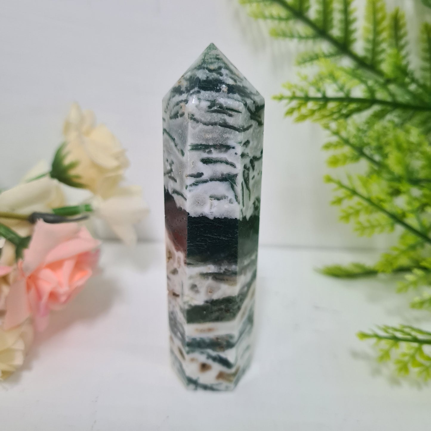 Moss Agate Gemstone Point