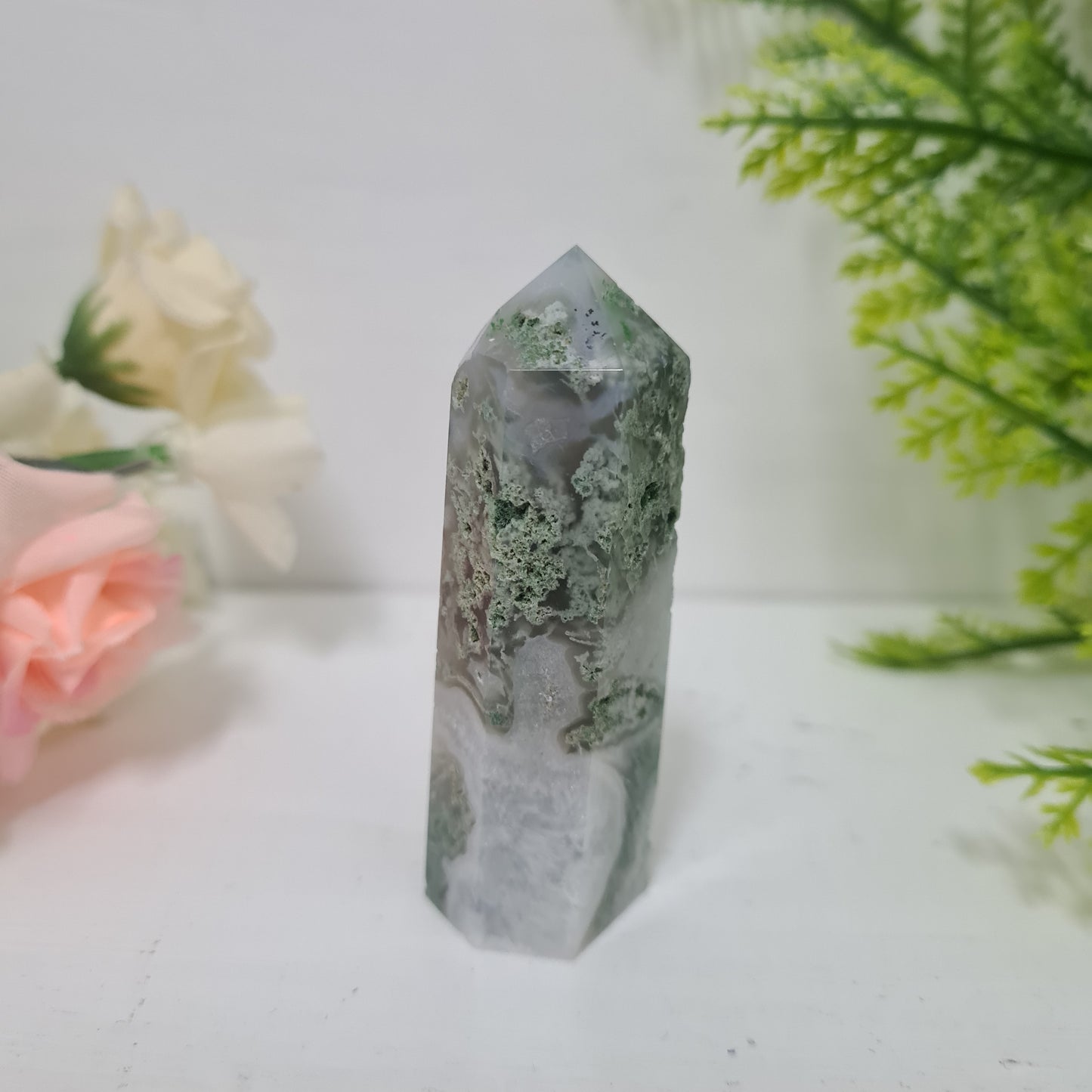 Moss Agate Gemstone Point