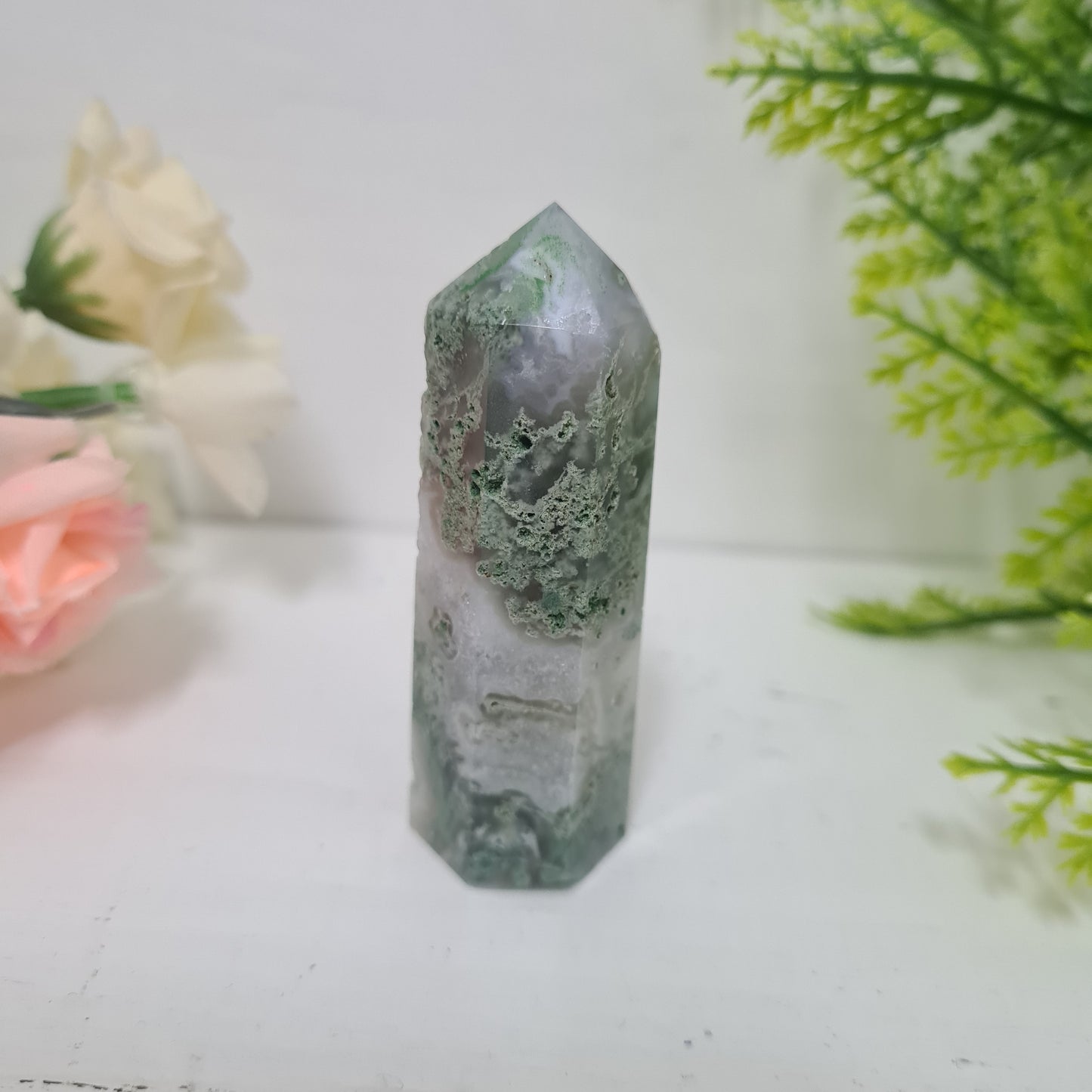 Moss Agate Gemstone Point