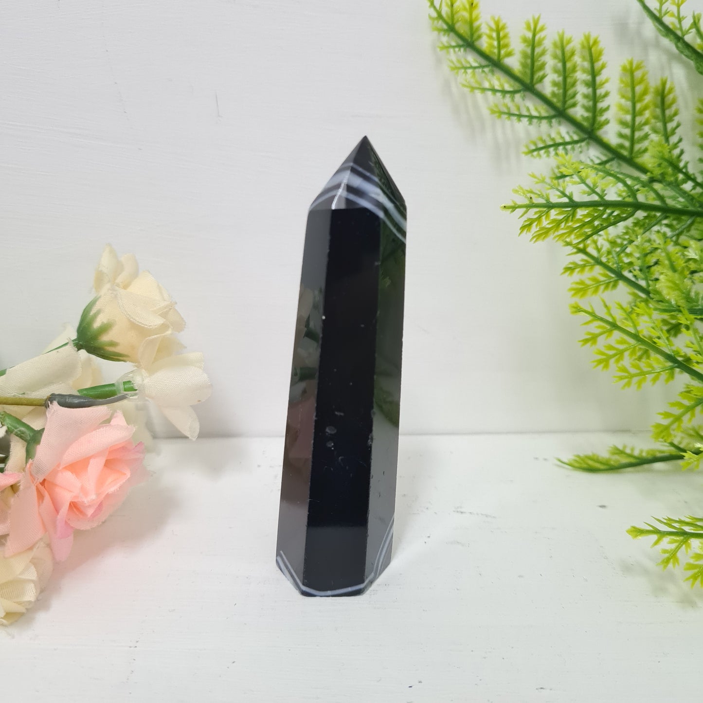 Black Agate Gemstone Point