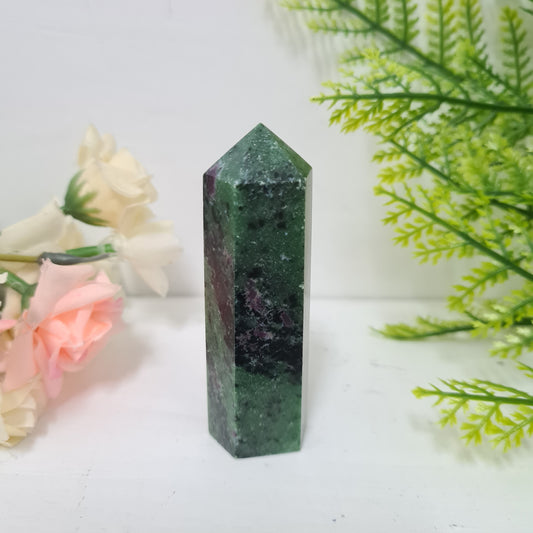 Ruby in Zoisite Gemstone Point