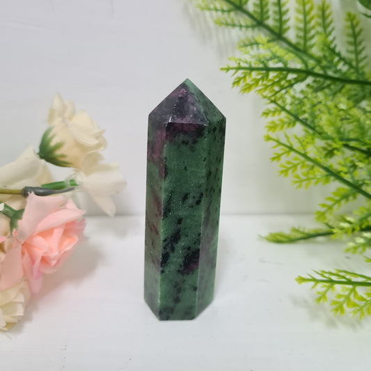 Ruby in Zoisite Gemstone Point