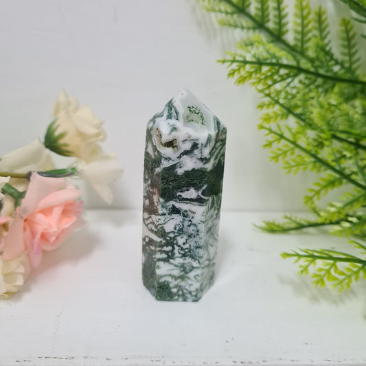 Moss Agate Gemstone Point