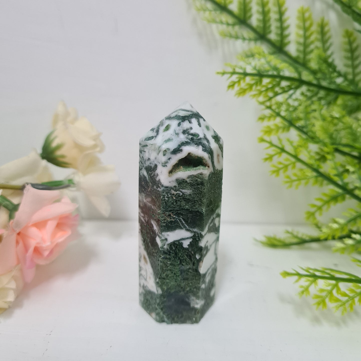 Moss Agate Gemstone Point