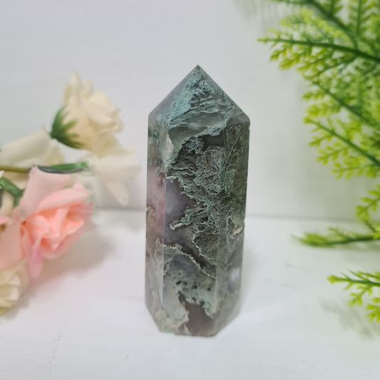 Moss Agate Gemstone Point