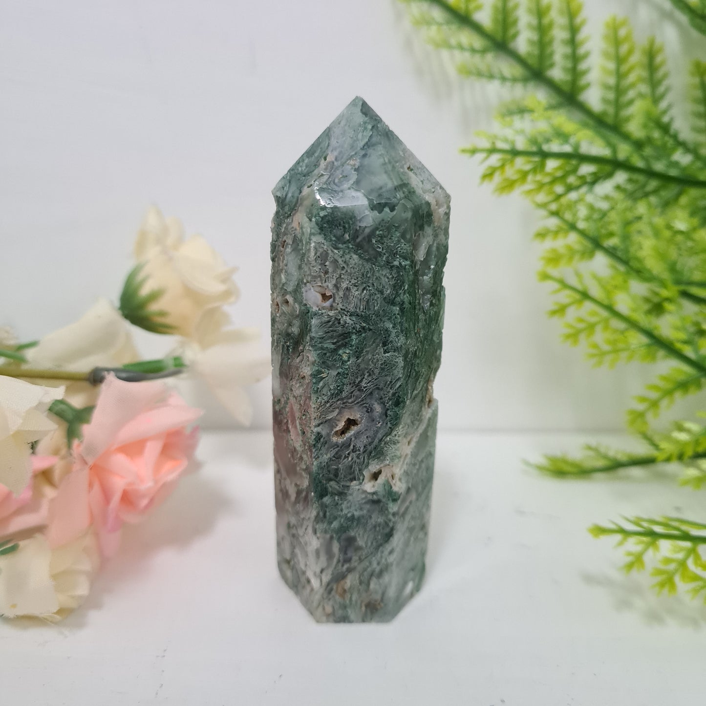 Moss Agate Gemstone Point