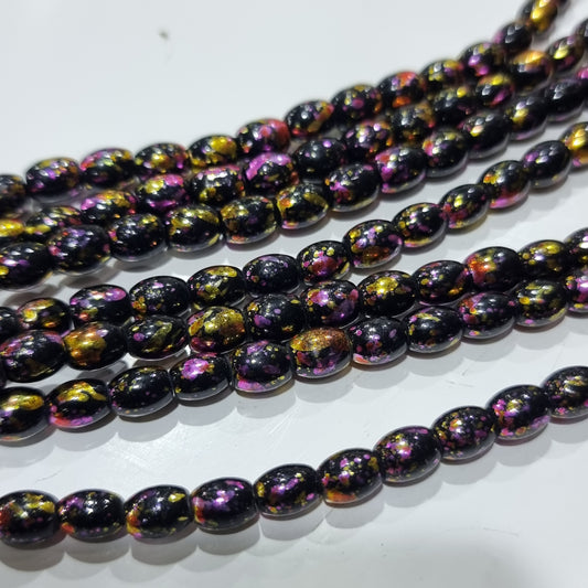 Black Rainbow Painted Glass Beads