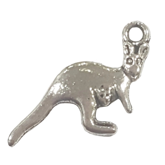Silver Kangaroo & Joey Charm