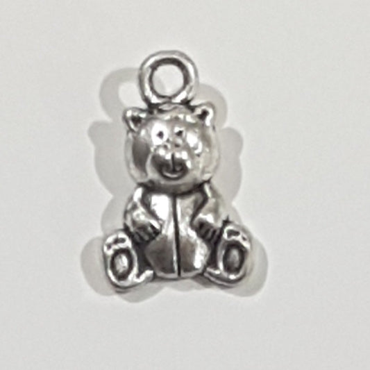 Teddy Bear Silver Charm