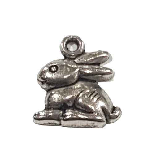 Silver Resting Bunny Charm