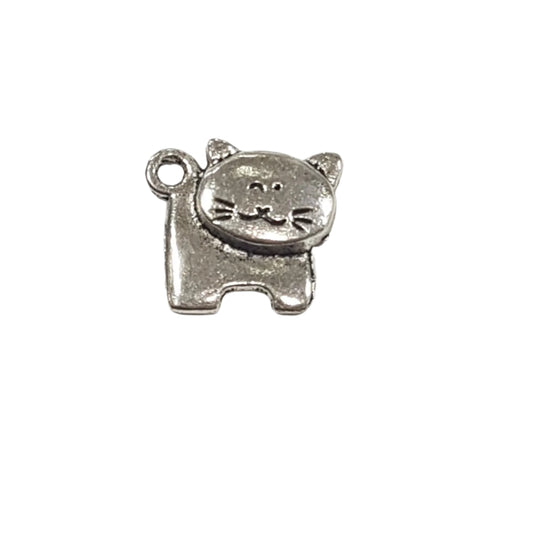 Silver Smiling Kitty Cat Charm
