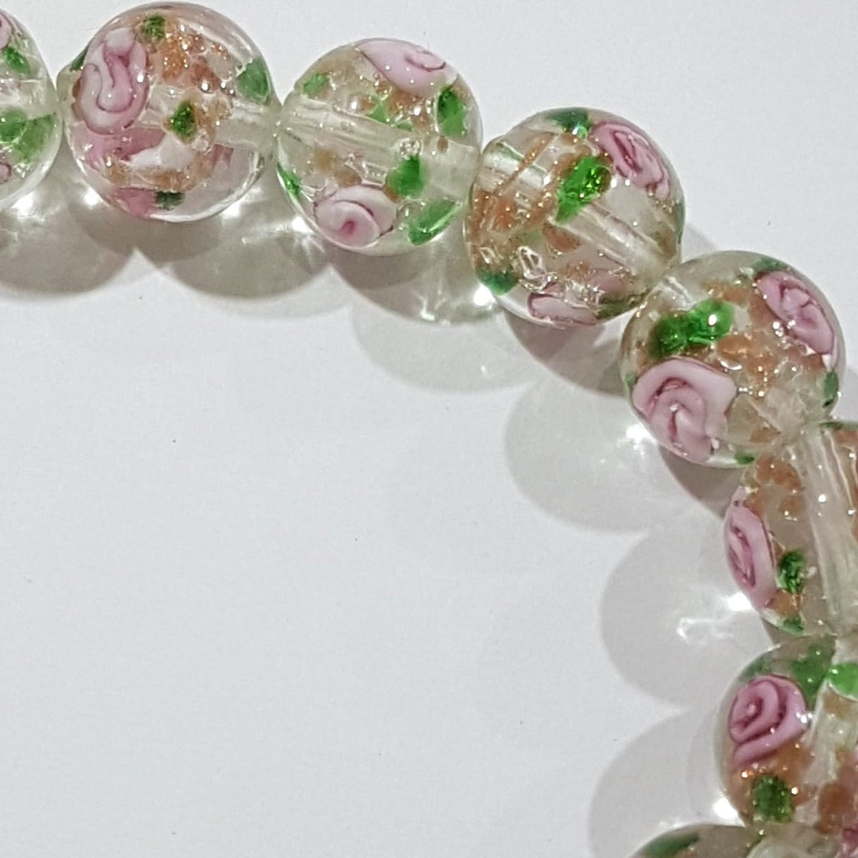 10mm Clear Rose Lampwork Bead