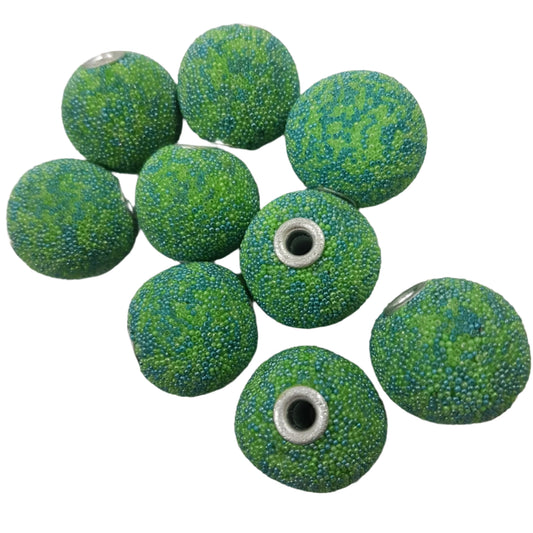 9pc Blue & Green Beaded Kashmiri Beads