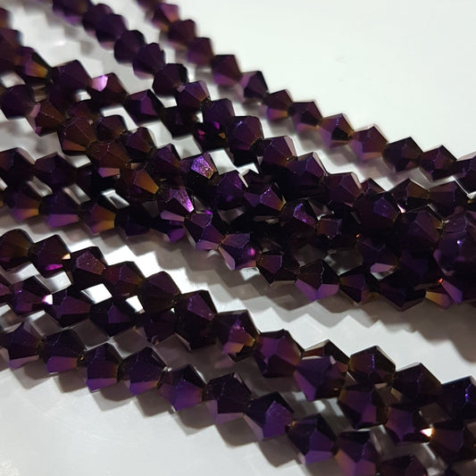 4mm Purple AB Crystal Glass Bicones