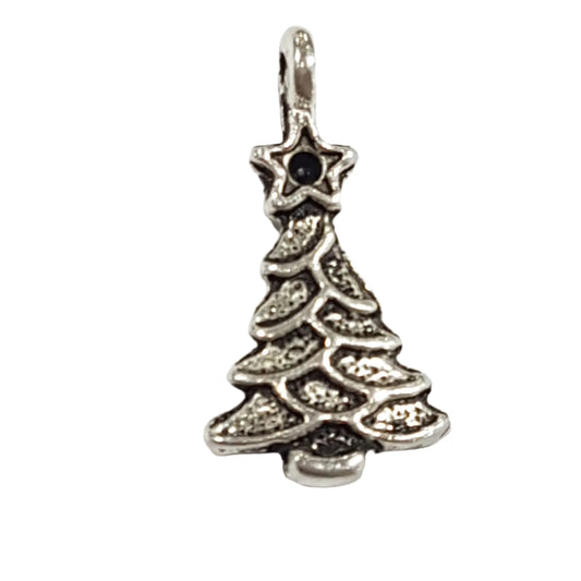 Silver Christmas Tree Charm With Star Topper