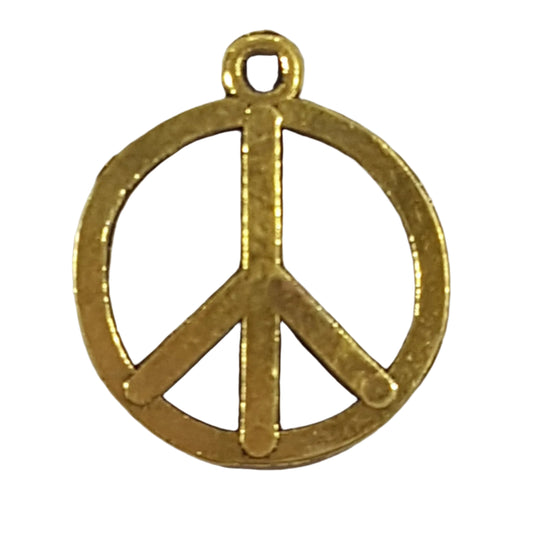 Small Gold Peace Sign Charm Pendant