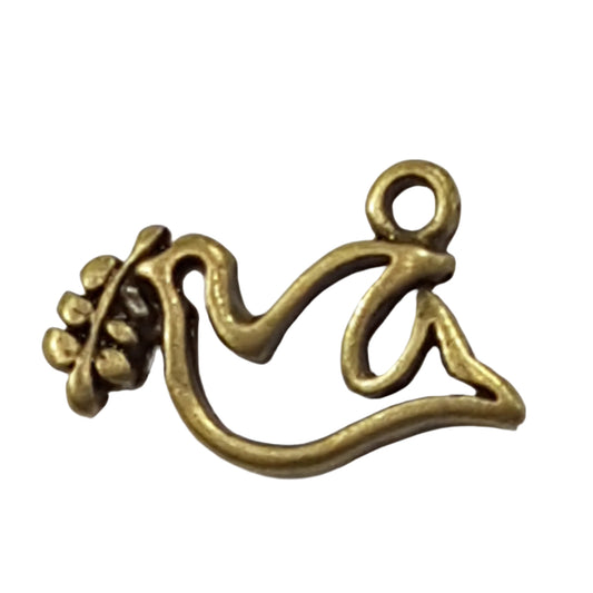 Bronze Dove Charm Holding Berries