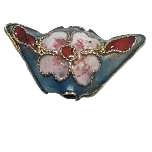 Blue Floral Cloisonné Bead
