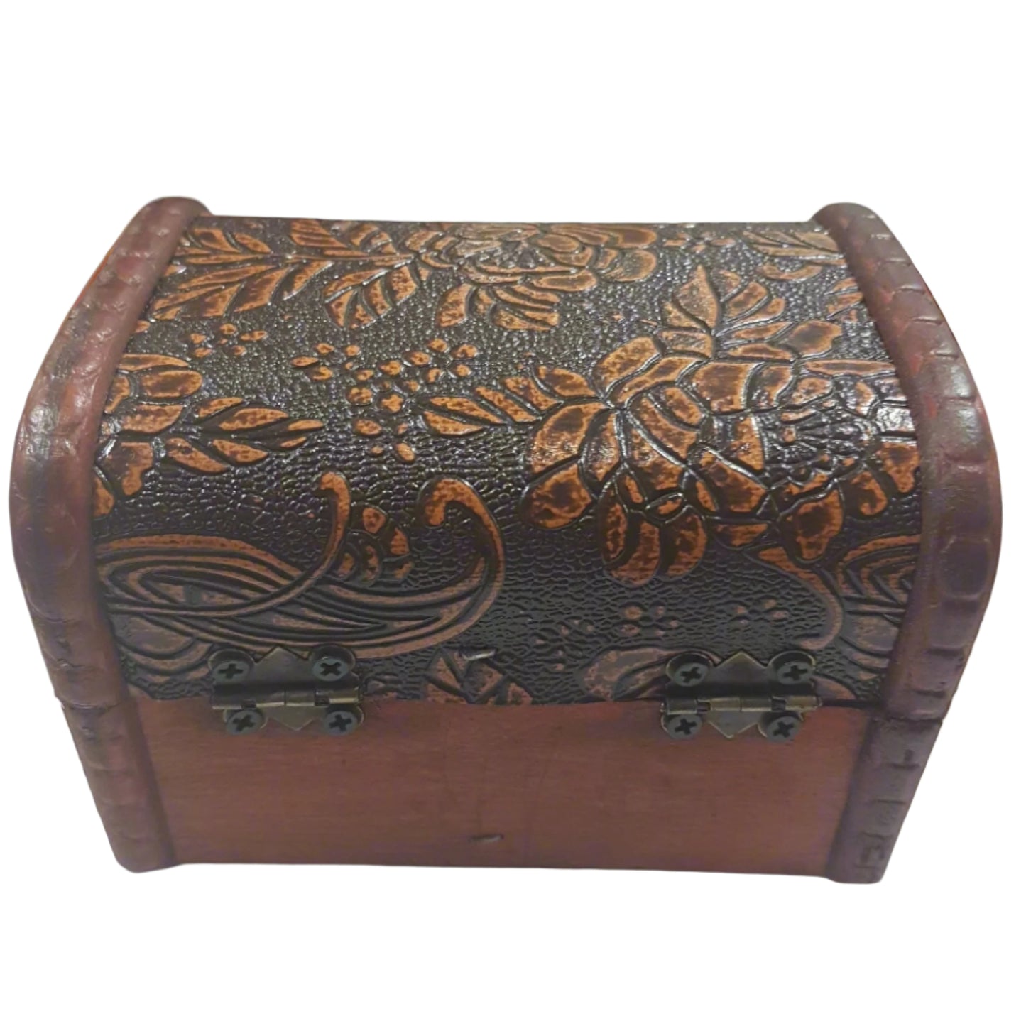8cm Burnt Orange & Black Treasure Box With Roses.
