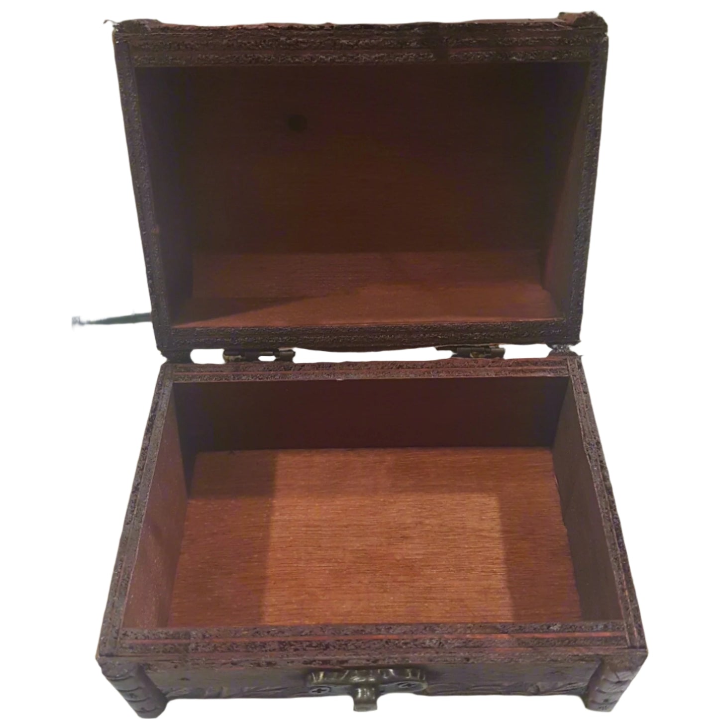 8cm Burnt Orange & Black Treasure Box With Roses.