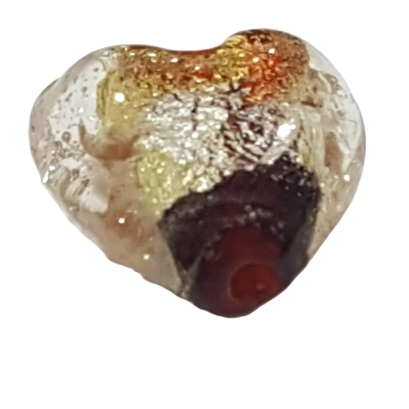15mm Clear Heart With Gold, Silver & Red