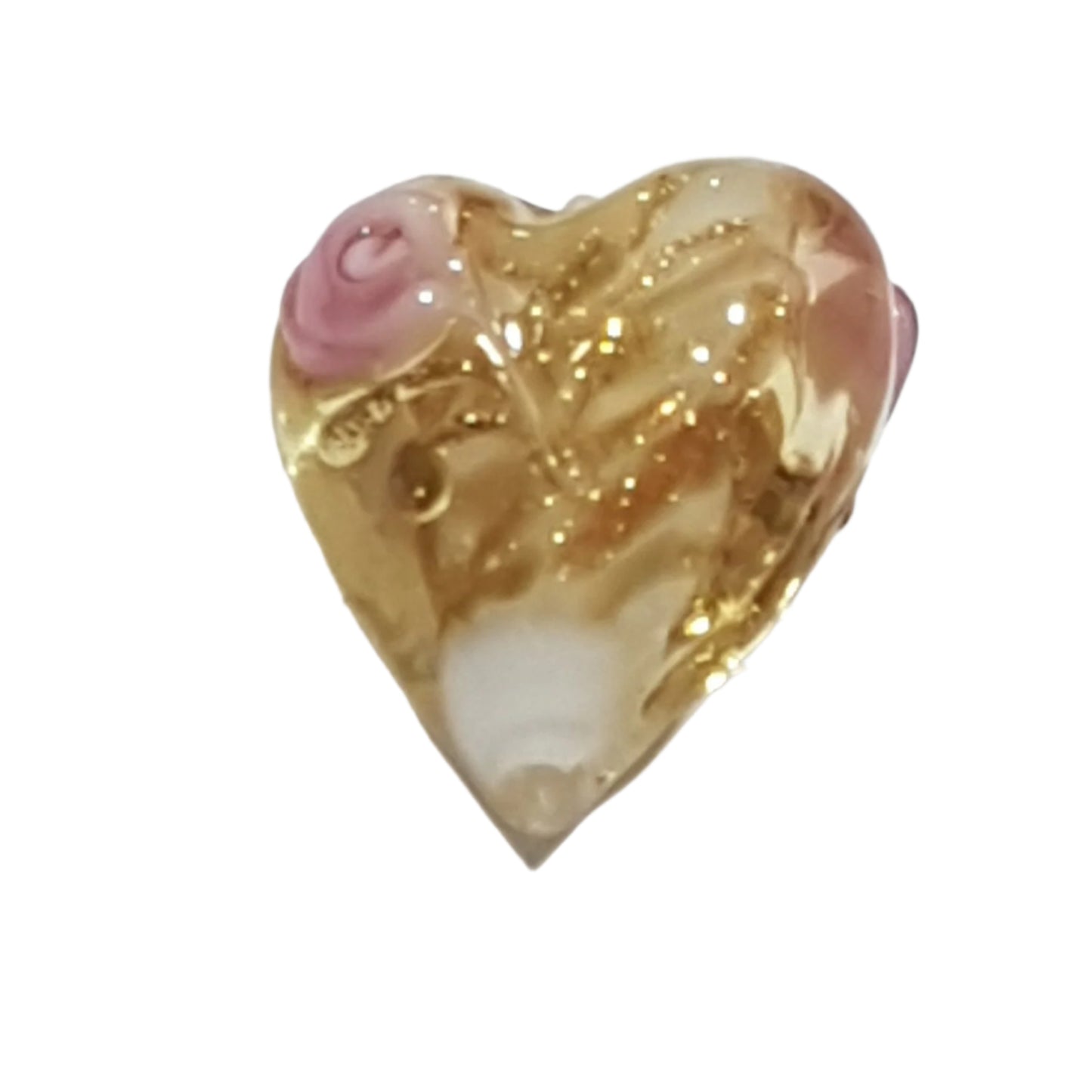 14mm Gold Glitter & White Floral Heart