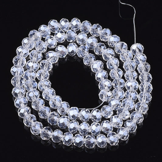 3mm Clear Crystal Electroplated Rondelle Beads