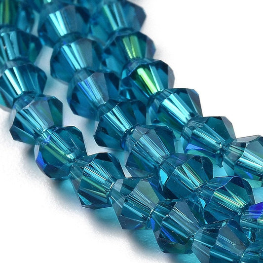 Blue Electroplated Crystal Bicone Beads