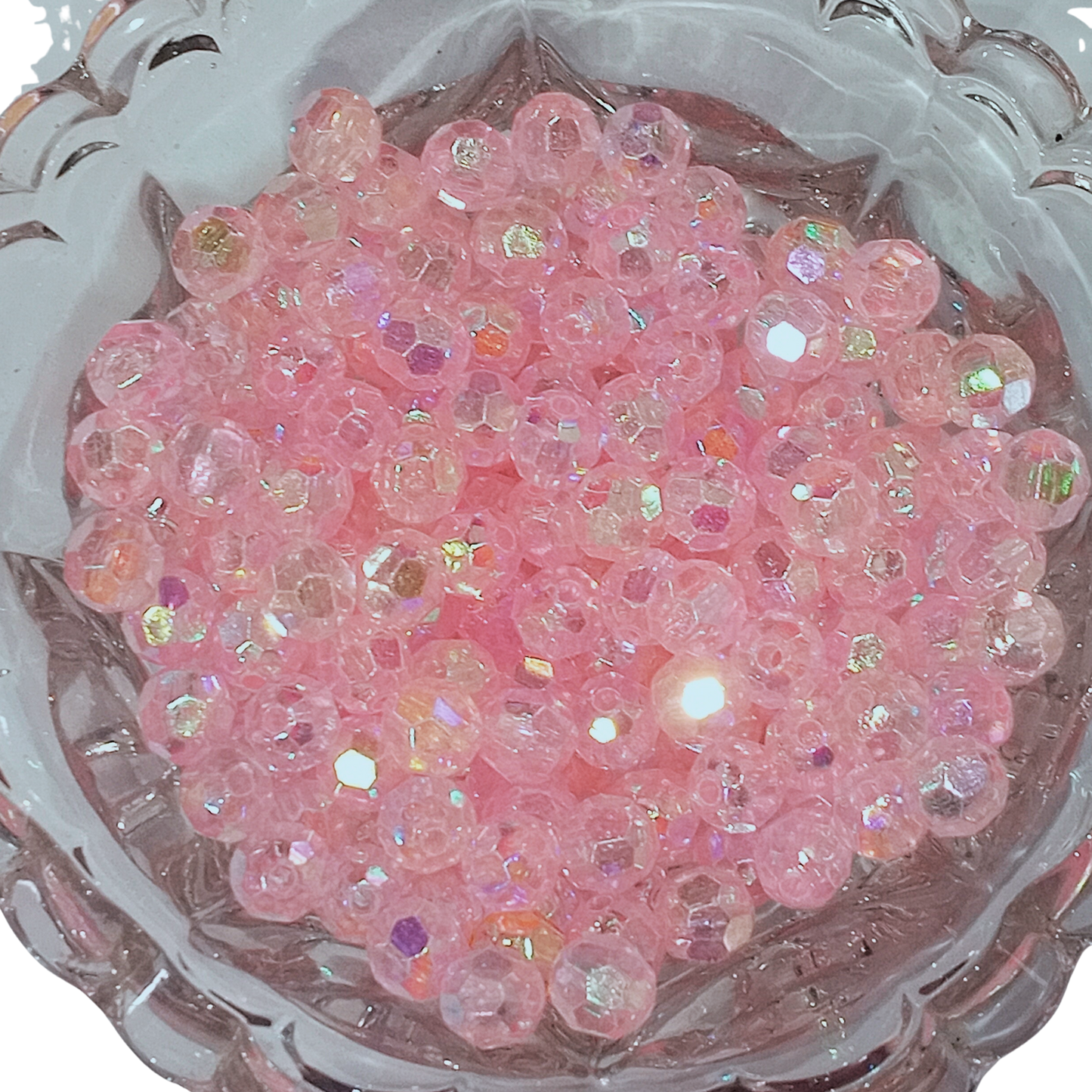 50g 8mm Pink Acrylic Faceted AB Beads