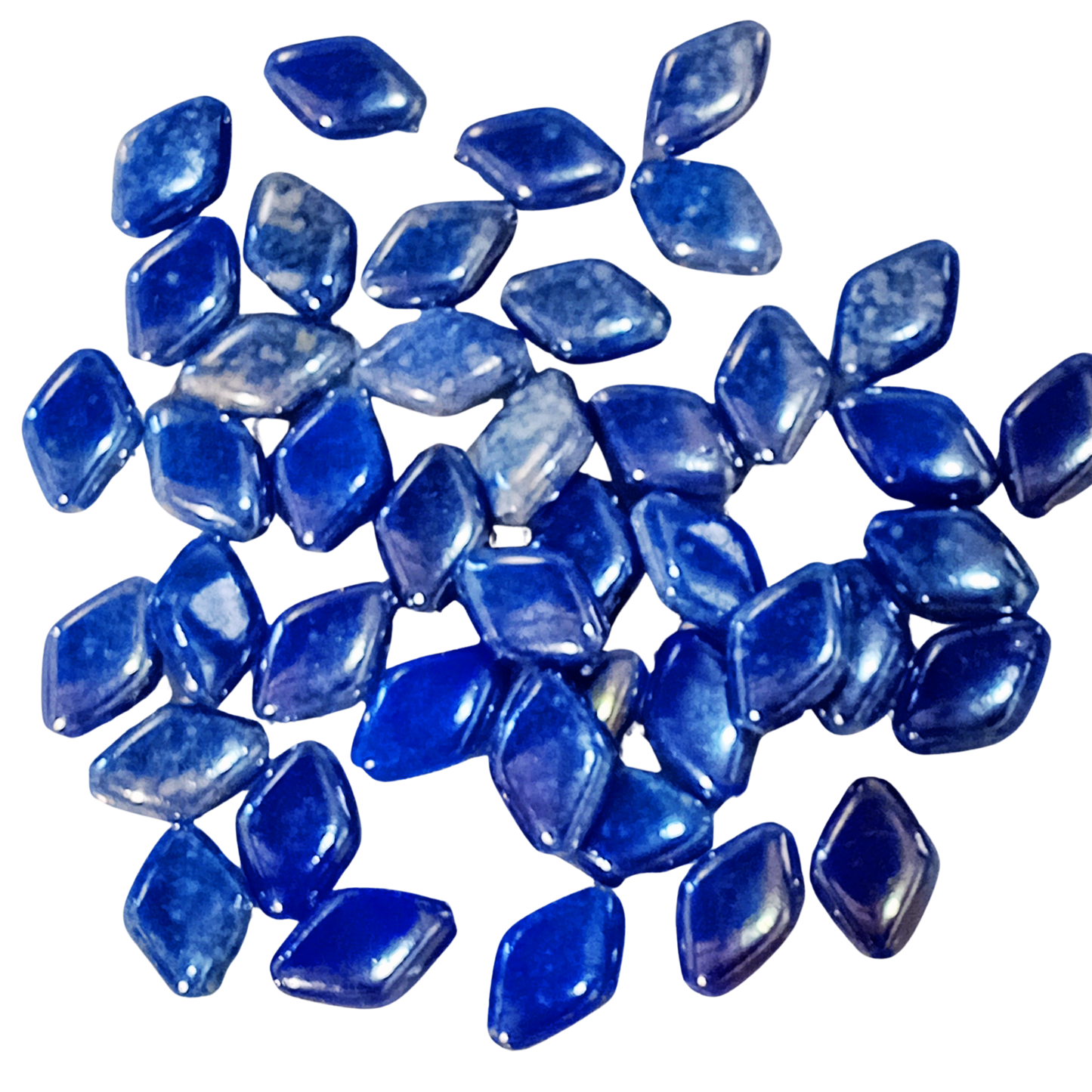 50pc 17mm Blue & White Diamond Beads