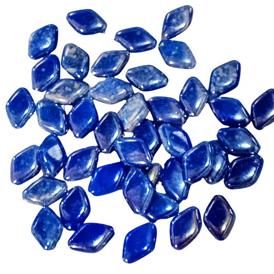 50pc 17mm Blue & White Diamond Beads