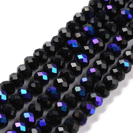 Black Electroplated Crystal Rondelle Beads