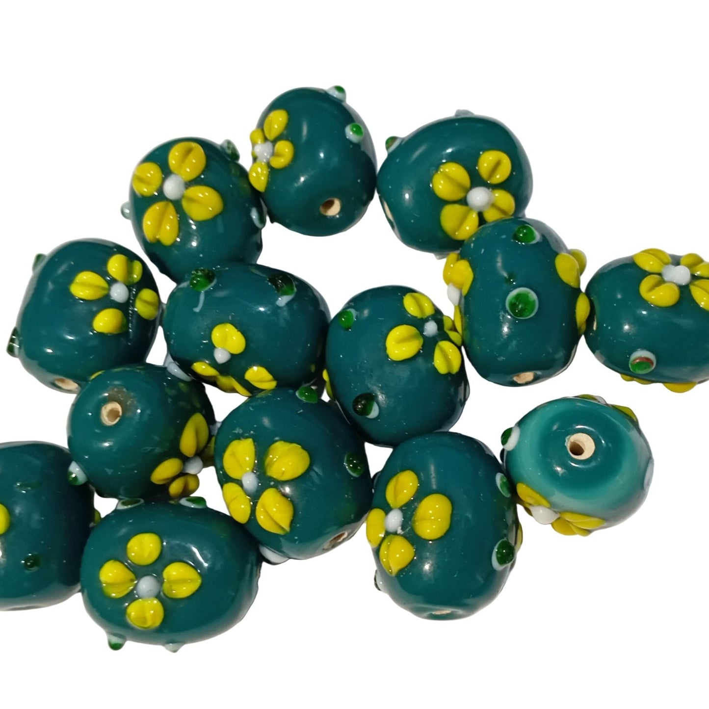 CLEARANCE! 14PC 20mm Floral Lampwork Beads