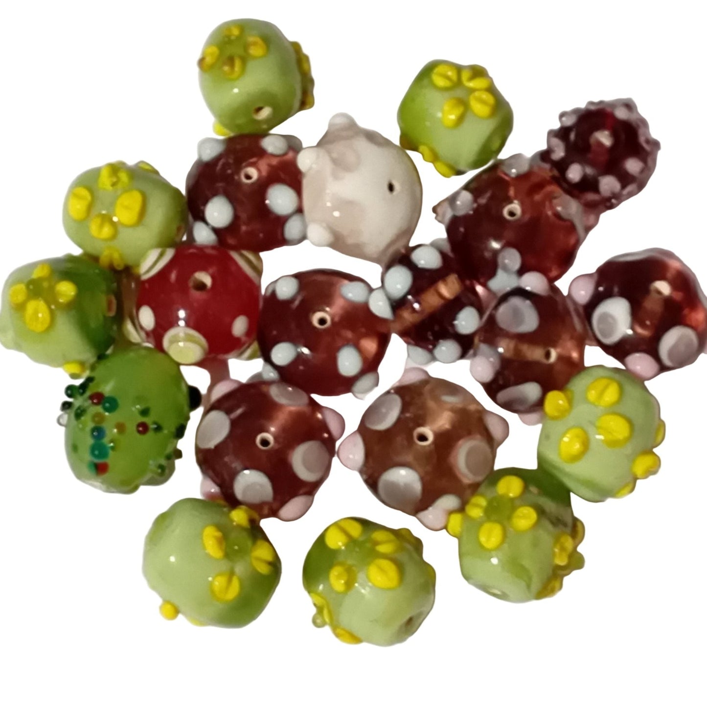 CLEARANCE! 20pc Mixed Floral Lampwork Beads